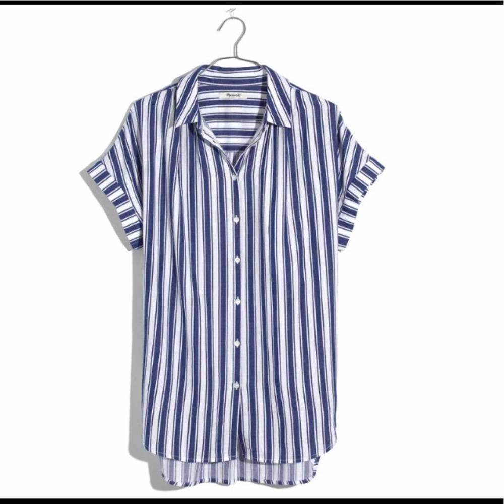 Madewell, Blue/White Striped Central Shirt, Size M